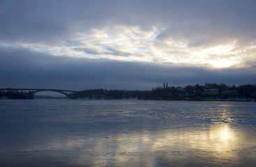 Early hazy morning at central of Stockholm in winter