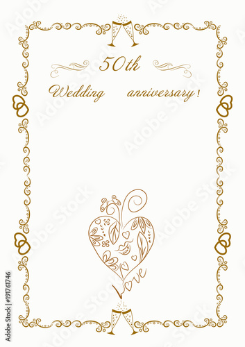  50th  Wedding  anniversary  Invitation  Beautiful editable  