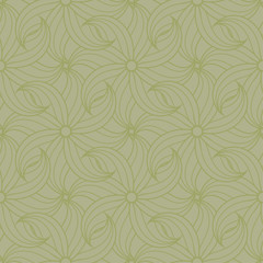 Olive green floral seamless pattern