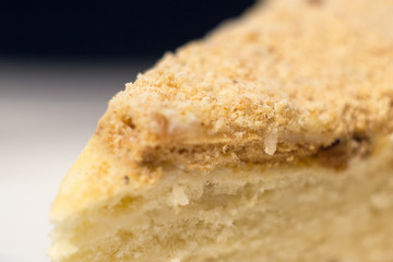 Home-made multi-layered cake with sour cream, close-up