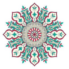 Ethnic ornamental mandala. Decorative design element. Hand drawn vector illustration