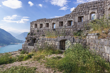 Fototapeta na wymiar Ancient St John Fortess in Kotor town, Montenegro