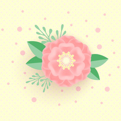 Banner or greeting card background with pink paper flowers.