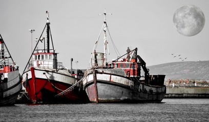 Retired fishing boats in the harbor