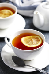 Cup of tea with lemon