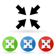 Arrows icon. Colored set of center arrow signs