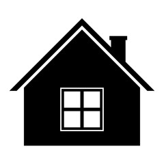Home icon. Black silhouette symbol of residential house