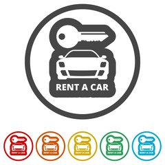 Car key, Car rental icon, 6 Colors Included