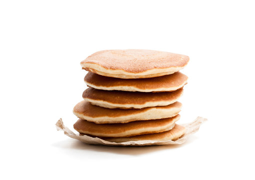 Stack  Of Scotch Pancakes Isolated On White