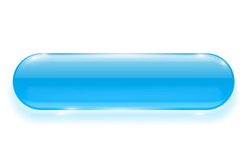Oval glass button. Blue 3d shiny blank push button