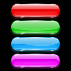 Colored oval buttons with reflection on black background