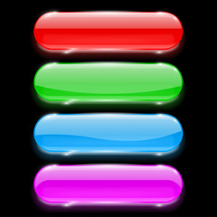 Fototapeta premium Colored oval buttons with reflection on black background