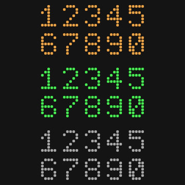 Digital numbers. Colored signs on black background