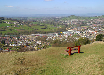 View over Stroud towards Severn Vale from Rodborough Common,  Gloucestershire, Cotswolds, UK