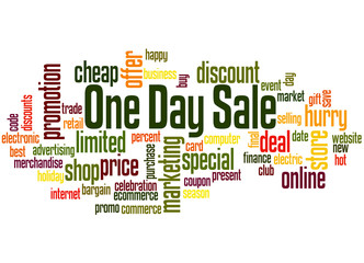 One Day sale word cloud concept 2