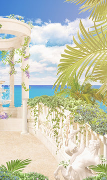 Digital fresco with columns