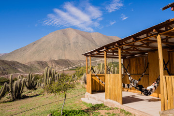 Hammoc and resting in elqui Valley in Chile. Landscape and mountains