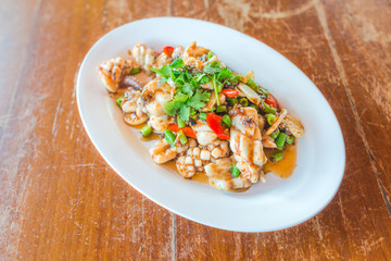 squid fried shrimp paste the delicious Thai seafood.