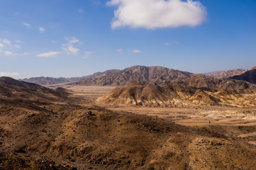 Landscape in Pan de Azucar National Park in Atacama Desert in Chile, near Chanaral town.