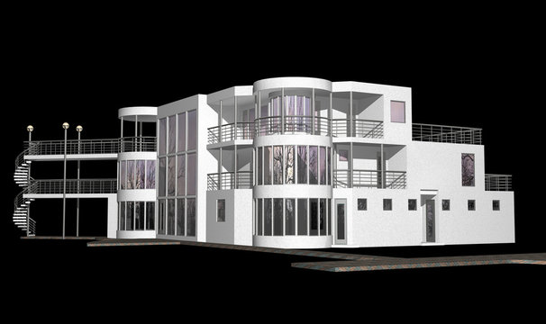 Contemporary 3D House isolated on black