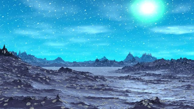 Alien Planet. Mountain. Animation. Panorama. 4K