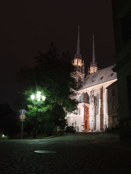 Church Petrov at night