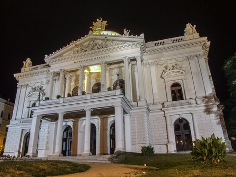  Mahenovo theater in Brno at night
