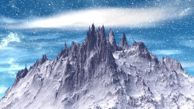Alien Planet. Mountain. Animation. Panorama. 4K