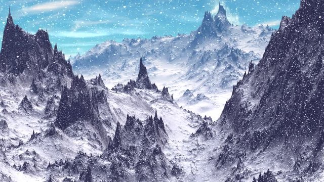 Alien Planet. Mountain. Animation. Panorama. 4K