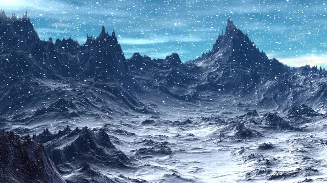 Alien Planet. Mountain. Animation. Panorama. 4K