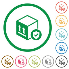 Safe package delivery flat icons with outlines