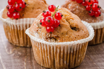 Cupcakes decorated with red currant/Cupcakes decorated with red currant. Close up
