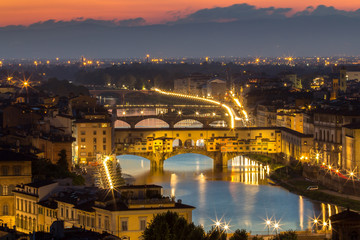 Fototapeta na wymiar Great View of Ponte Vecchio at night, Firenze, Italy