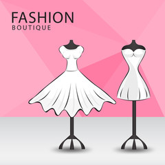 Fashion boutique facade, Clothes shop, women fashion design vector illustration