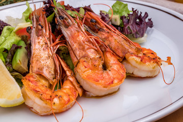Tiger prawns on the grill