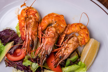 Tiger prawns on the grill