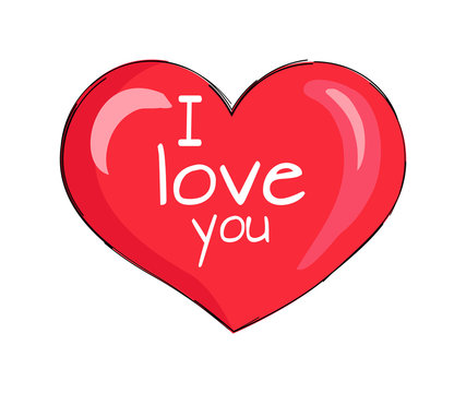 I Love You Inscription on Red Heart Shape Symbol