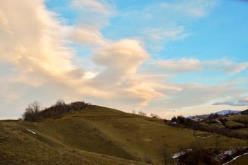 Stunning nature with misty landscape,Holbav village,Carpathians,Transylvania,Romania,Europe