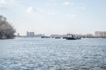 Naklejka premium Tankers on the Danube river