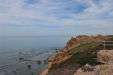 The remains of the old crusaders fortress at Apollonia-Arsuf National Park in Israel