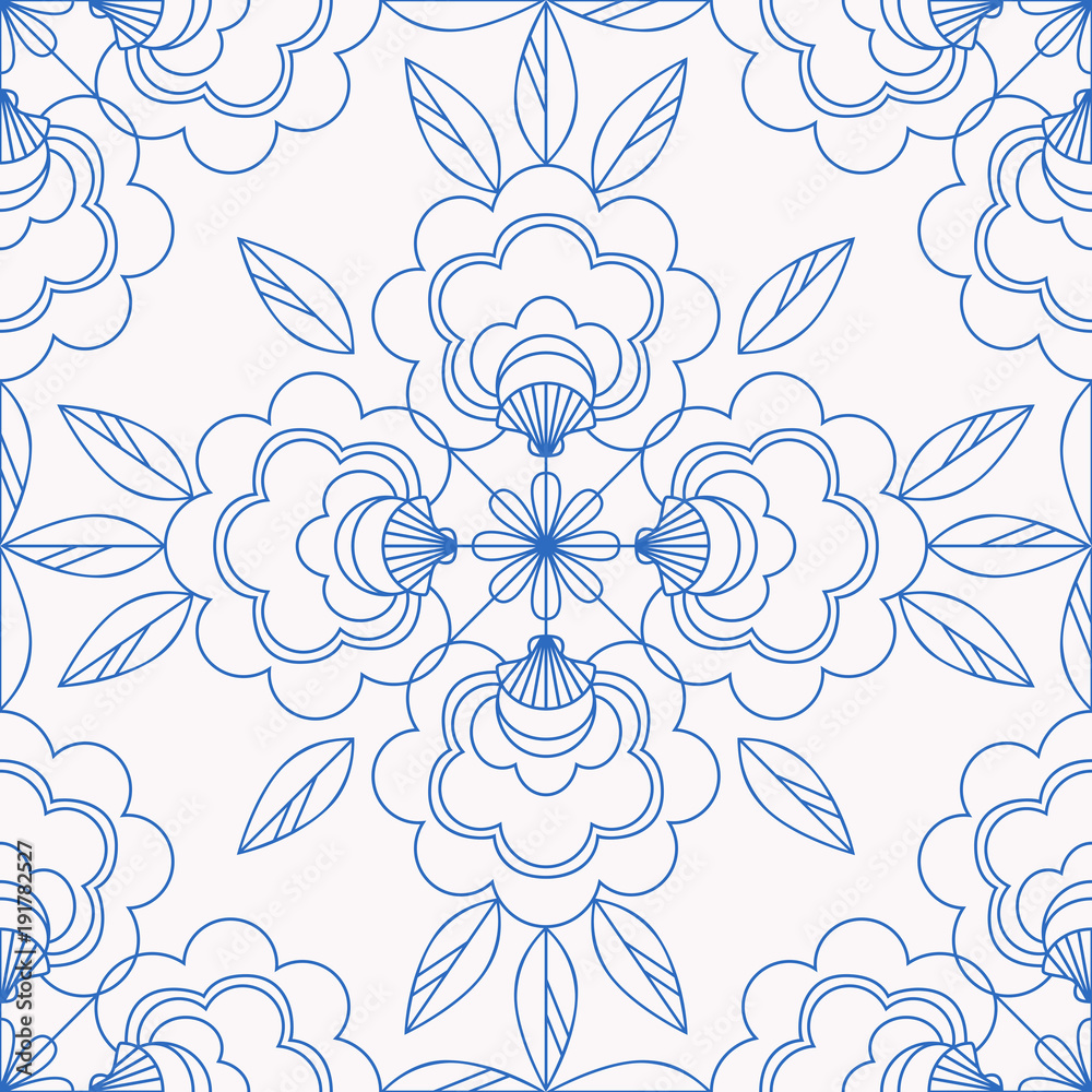 Poster seamless tiles pattern with floral elements