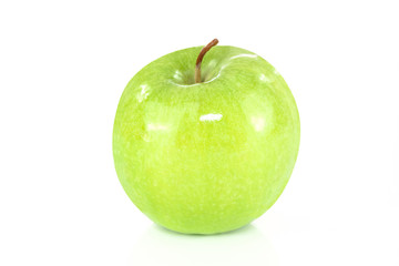 Green apple isolated on white background in close-up
