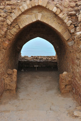 The remains of the old crusaders fortress at Apollonia-Arsuf National Park in Israel