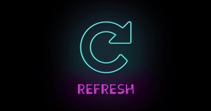 Colorful neon light glowing icon refresh arrow. Object isolated in PNG format with alpha transparency channel background