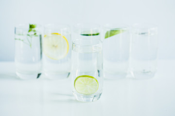 six glasses of detox water
