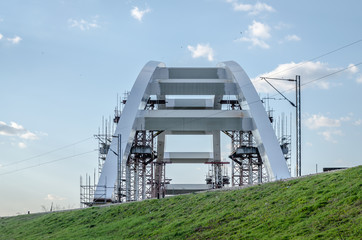 Bridge over the Danube River in construction 