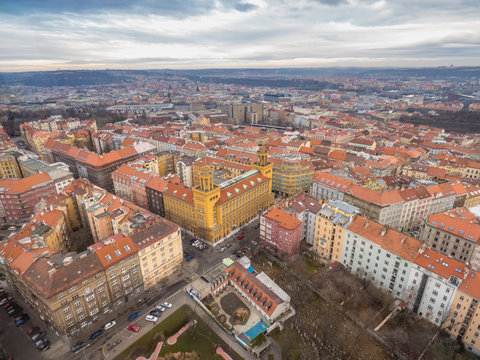 View from above from Prague, Zizkov district.