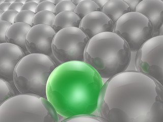 Green and grey spheres
