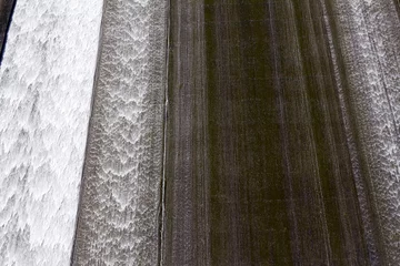 Foto op Canvas White water overspill run off on the stark sunlit concrete wall of Llys y Fran Reservoir Dam, Pembrokeshire, Wales, UK © Chris Rose