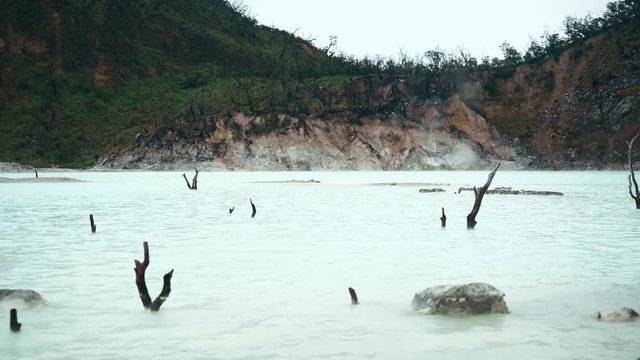 Kawah Putih White Crater sulphur lake, Indonesia
